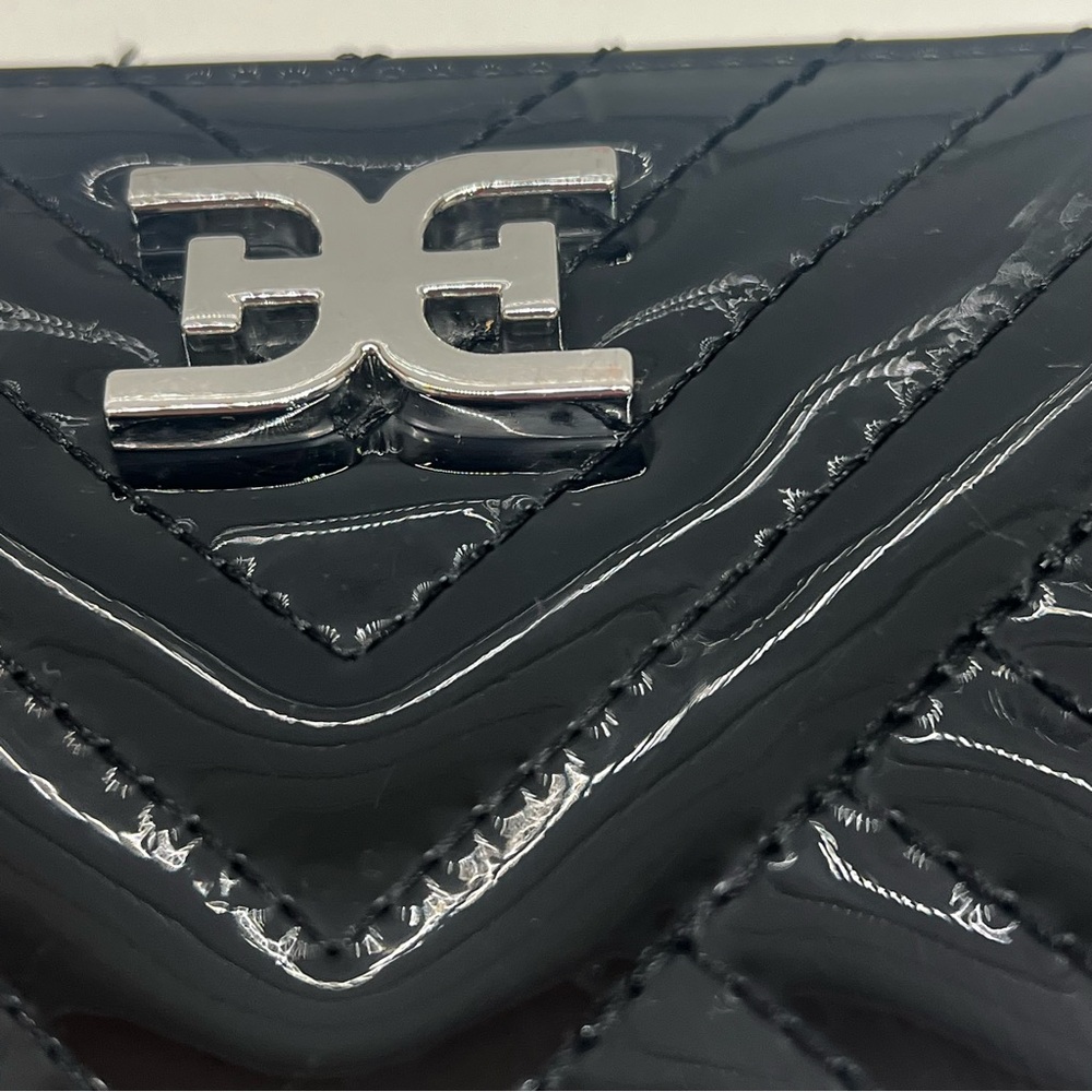 NWOT SAM EDELMAN Black Women's Wallet Quilted Pattern Patent Leather Purse